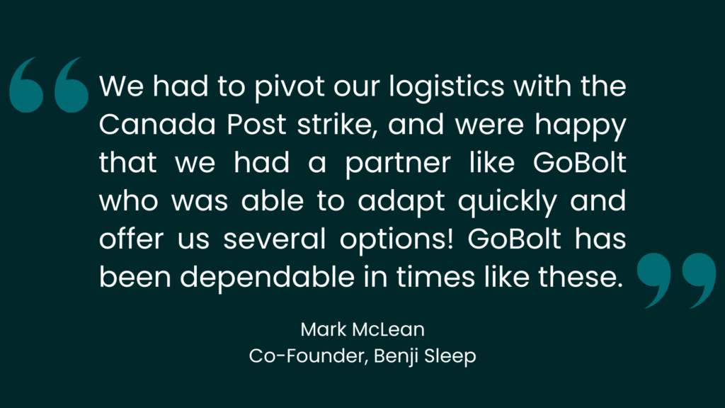 Benji Sleep quote on using GoBolt as part of their shipping strategy
