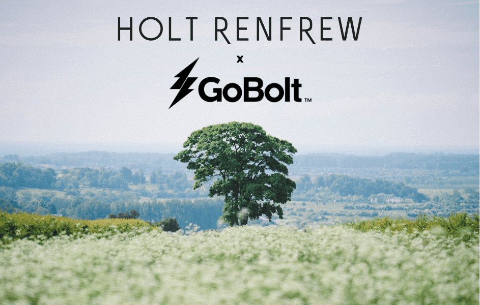 An image of a tree in a field with the Holt Renfrew and GoBolt logos on top of the image