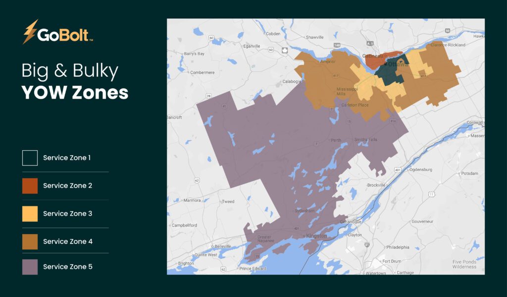 GoBolt Big & Bulky Zone Map - Ottawa