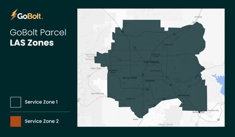 GoBolt Parcel Zone Map - 3PL Las Vegas