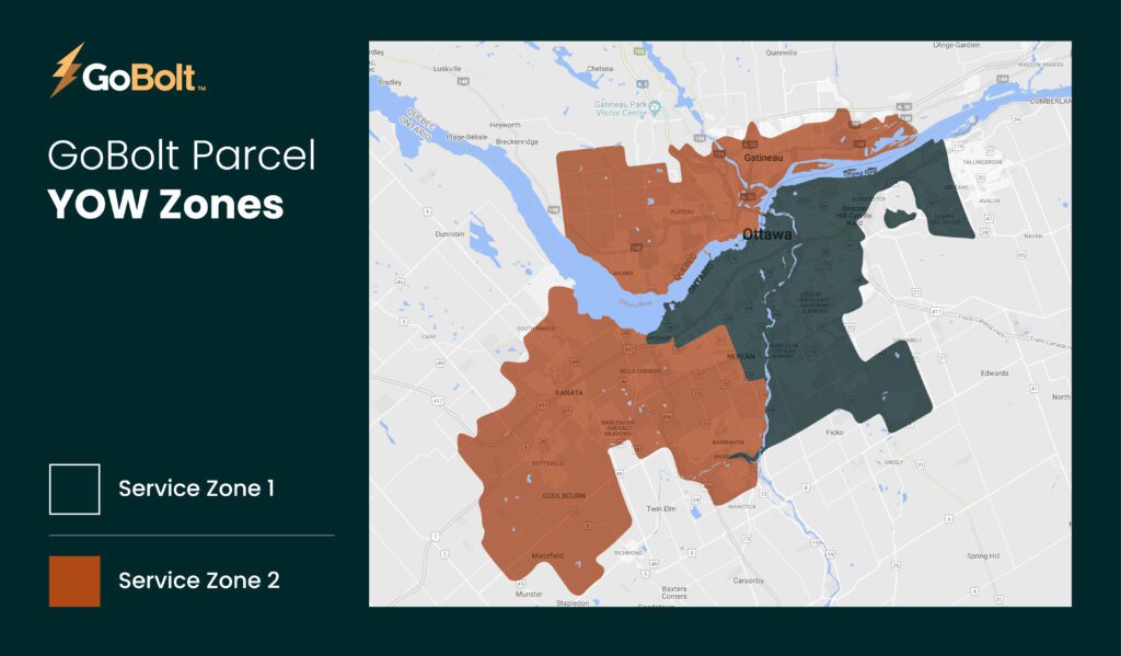 GoBolt Parcel Zone Map - Ottawa
