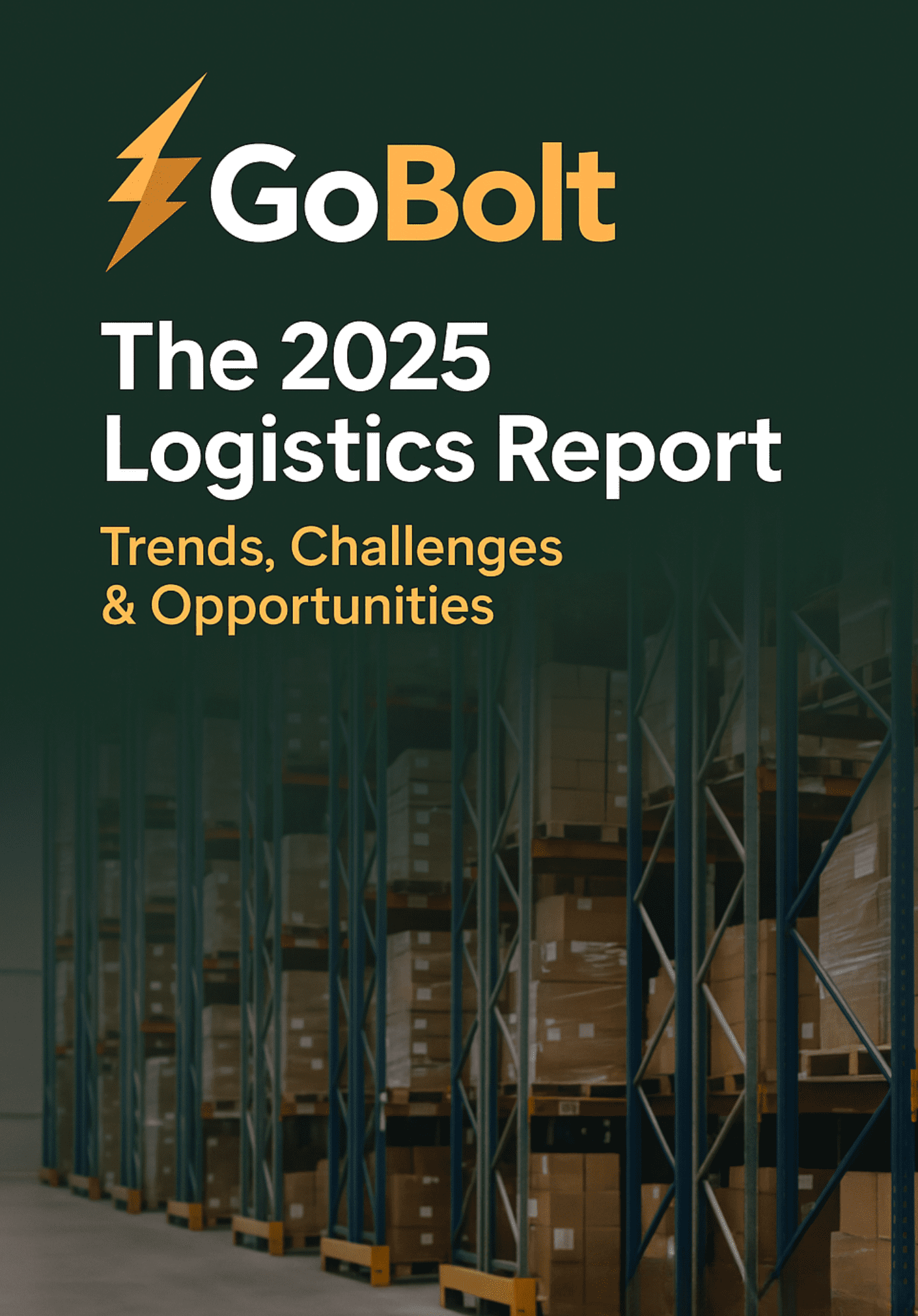 Logistics report cover with warehouse background