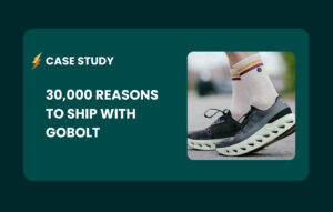 Shoes promoting Gobolt shipping benefits.