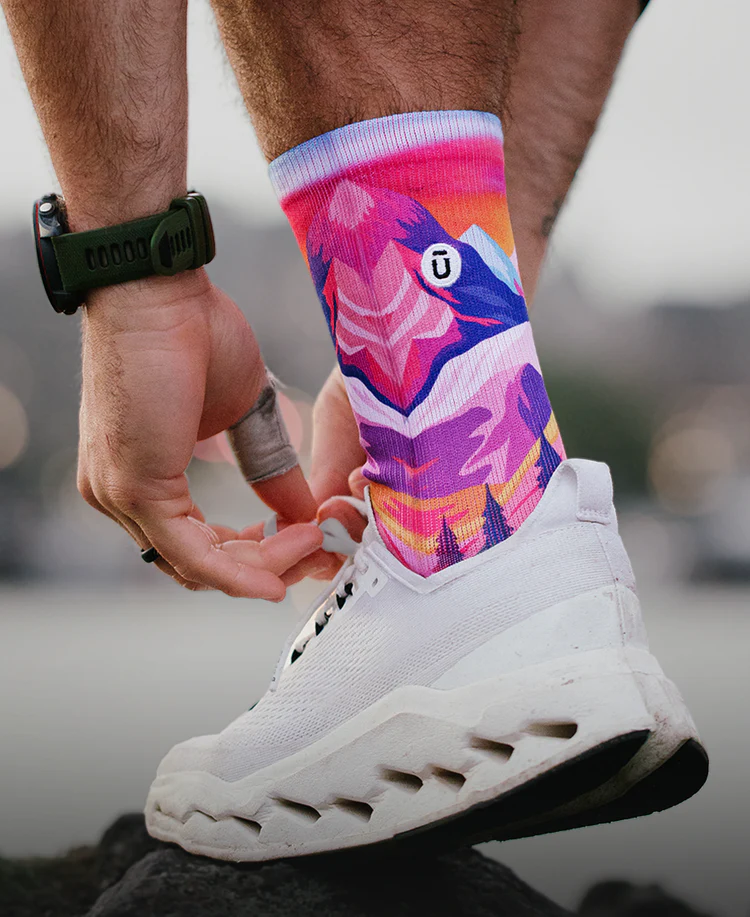 Colorful socks from Outway with mountain design