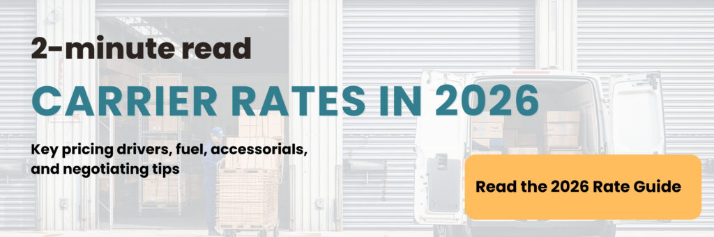 CTA banner linking to a blog post on understanding carrier rates in 2026 for shippers.
