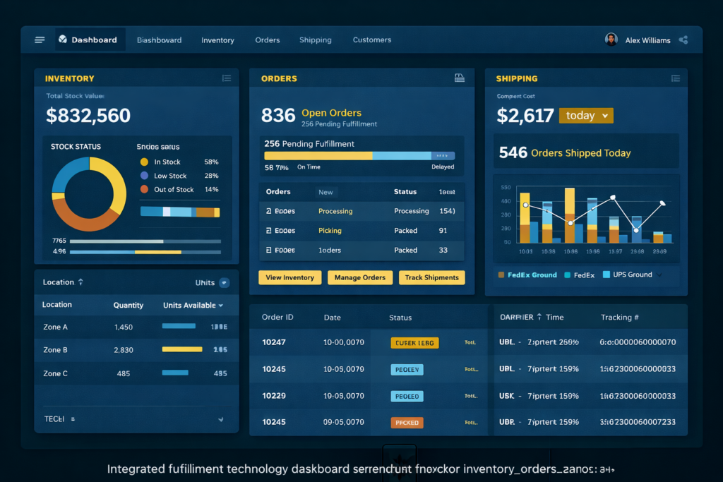 Integrated fulfillment technology platform with real-time inventory and order management